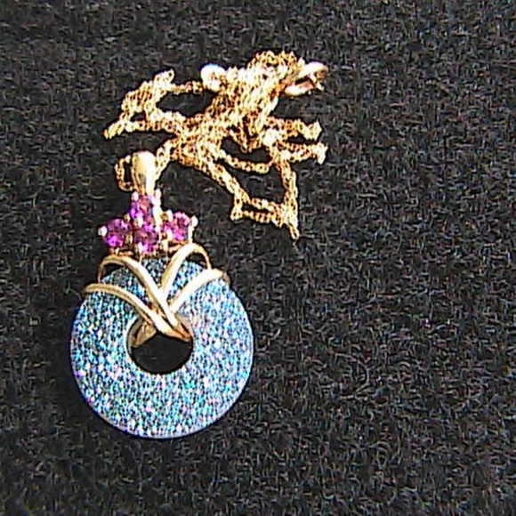 10k YG Amethyst Amethyst Chrysoprase Necklace - Picture 3 of 8